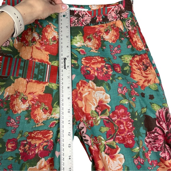Vintage Wide Leg Flare Floral Patch Print Boho Hippie Pants - Picture 4 of 12